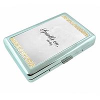 Sparkle On Darling Em1 Hip Silver Cigarette Case Id Holder Metal Wallet 4" X 2.75" RFID Protection
