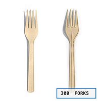 Eco-friendly Disposable Bamboo Cutlery, 100% Biodegradable and All-Natural for Party, BBQ, Picnic, Christmas, Thanksgiving(Forks) (300)