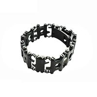 Mahaishangmao Multi Tool Bracelet,Chain Bracelet Multifunctional Stainless Steel Bracelet,The Original Travel Friendly Wearable Multitool for Men Women Black