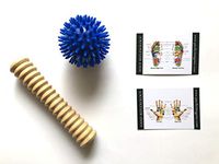 Wooden Foot Roller and Porcupine Massage Ball and Reflexology Charts, Foot Massager Combo for Reflexology, Feet Relief (Massage Ball for Neck/Back Tension Relief)