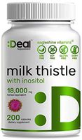 Deal Supplement Milk Thistle(Silymarin Marianum) with Inositol (Myo-Inositol), 18,000mg Herbal Equivalent, 200 Capsules, Promotes Liver Health, Supports Liver Cleanse & Detox, Non-GMO & Gluten Free
