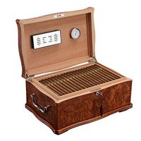 Humidors Cigar 100 Cigar Cuban Cigars Double Cigar Box Cedarwood Humidifier Equipped with Humidifier and Hygrometer (Color : Brown, Size : 43.52920.5CM)