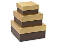 Nested Gift Boxes 3 Piece Set - Square - Small - Chocolate Brown