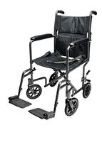 Everest & Jennings Steel Transport Wheelchair, Fixed Full Arms & Swingaway Footrests, 19" Seat, Silvervein Color