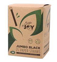 Paper Straws, 7 3/4 Inch Individually Wrapped, Eco Friendly and Bio-Degradable Straws, Bulk Pack of 400/Box, Black