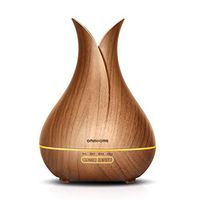 Aroma Essential Oil Diffuser 400ml Wood Grain Ultrasonic Aromatherapy Oil Diffuser with Multi Adjustable Mist Mode Waterless Auto Shut-off Humidifier, 7 Color Changing LED Lights, Gift Idea