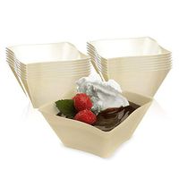 Elegant Disposable Plastic Bowls 120 Pcs - 14 oz Heavy Duty Fancy Wave Ivory Soup Bowls – Reusable Bulk Party Dessert Cereal Salad Bowls For Wedding, Christmas, Thanksgiving, Birthday & All Occasions