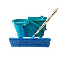 Flat Mop Set Microfiber Spin Mop Household Hand-free Flat Mop Bucket Set Stainless Steel Rod Rectangular Mop Mop Floor Cleaning System (Color : Blue, Size : One size)