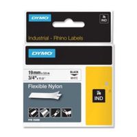 Dymo 18489 Rhino Flexible Nylon Industrial Label Tape Cassette, 3/4in x 11-1/2 ft, White