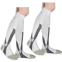 MojaSports Graduated Compression Socks (2 Pair) Athletic Medical Sports Stockings. (CSX) (White/Gray, XX-Large)