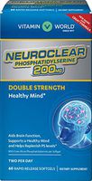 Vitamin World NeuroClear Phosphatidylserine 200 mg. 60 Softgels, Double Strength, PS Brain, Brain Support, Mental Focus, Rapid-Release, Gluten Free