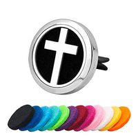 CLY Jewelry Essential Oil Diffuser Car Air Freshener Vent Clip God Latin Cross Love Jesus Christian Cross with Refill Pads Gift for Women Men Birthday Mother's Day Family Friend Driver 30mm
