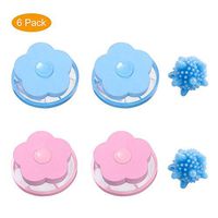 Reusable Washing Machine Filter net Floating lint mesh Bag Dog cat pet Fur Remover Hair Catcher Pouch Flower lint Trap Laundry Ball (Pink,Blue and Ball)