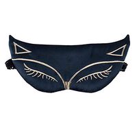 Silk Sleep Eye Mask for Women and Men Soft Ladies Ultra Lightweight Adjustable Strap Satin Eye Night Blindfold Eyeshade Cover for Full Night's Sleep, Travel and Nap Blue Fox