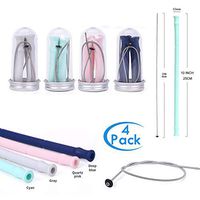 Collapsible straws Food Grade Silicone Drinking Straws Bent Straws Portable Reusable Washable 4 Straws With 4 cleaning brushes and 4 boxes,4 packs (Four Popular Colors)