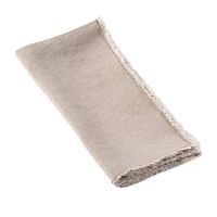 SARO LIFESTYLE Graciella Collection Fringe Linen Table Napkins (Set of 4), 20", Natural, 4 Pieces
