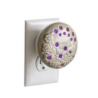 Airomé Bloom Pluggable Essential Oil Diffuser, Ceramic Cover with 8 Color LED Night Light Wall Plug In, Sage Green Floral Glazed