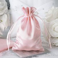 Tableclothsfactory 12PCS Blush Satin Gift Bag Drawstring Pouch Wedding Favors Bridal Shower Candy Jewelry Bags - 4"x 6"
