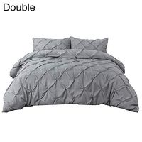 Aland Solid Color Fuvet Cover Wrinkle Style Gentle and Elegant Temperament Pillowcase Sheet Quilt Cover Grey Queen
