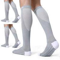 CELERSPORT 3 Pairs Compression Socks 20-30mmHg for Men and Women Nursing Socks (Light Grey, Large/X-Large)