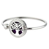 JAOYU Aromatherapy Bracelet Essential Oil Diffuser Cuff Bangle Stainless Steel Lockets for Women - Tree Of Life Jewelry - Birthday Friendship Gifts