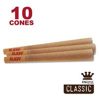 RAW 10 Classic King Size Cones - W Gallery Scoop Sticker - Discreet Box - Pure Hemp 109mm Pre Rolled Cones - 26mm Filter Tips - Natural Brown Unbleached Unrefined Rolling Papers - Bulk Pack Bundle