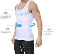 Men Slimming Shaper Compression Gynecomastia Tshirt Undershirts Posture Corrector,Sleeveless White,M