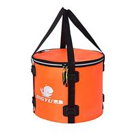 LIOOBO Folding Waterproof Fishing Bucket Folding Water Container Fish Protection Barrel Portable Round Eva Fish Bag 40x30cm (Orange)