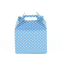 12CT (1 Dozen) Small Biodegradable Kraft/Craft Favor Treat Gable Boxes (Small, Polka Dot Light Blue)
