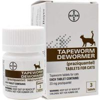 Bayer Tapeworm Dewormer (Prazquantel Tablets) for Cats, 3 Tablets