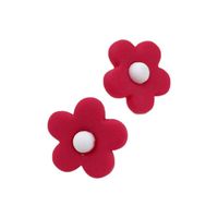 Sunhusing 1 Pair Summer Cool Joker Delicate Small Flower Fresh Wild Cute Flower Earrings Women's Jewelry(Red)
