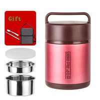 Bowl Bento Box 304 Stainless Steel Vacuum Lunch Box Female Students Multi-Layer Portable Super Long Insulation Portable Barrel Metal 1.6L1.8L2L Pink Hotel tableware home noodles boiled fish soup bowl