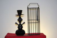 New 2 Hose Pumpkin Hookah with Cage 11 inch (Black)