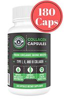 Organic Collagen Pills Supplement - 180 Count Organic Collagen Caps - Organic, Grass Fed Bovine & Organic Chicken Bone Broth. Collagen 1 2 3 Capsules, Left Coast Performance