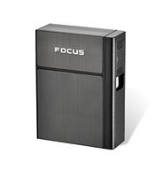 RONSHIN Portable Plastic & Aluminum Cigarettes Box Case with Lighter Business Men Removable USB Charging Lighter Can Hold 20 Cigarettes Black