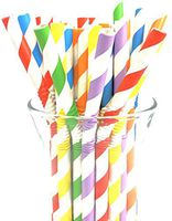 Biodegradable Flexible Paper Straws by EcoFriendly in Assorted colors - Bulk Paper Straws for Juices, Shakes, Smoothies, Party Supplies Decorations (100, Flexible Paper Straw)