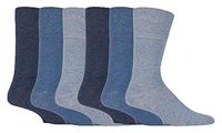 Gentle Grip - 6 Pack Mens Loose Non Binding Diabetic Socks for Poor Circulation (Blue)