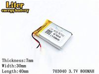 3.7V 800mAh 703040 Lithium Polymer Ion Rechargeable Battery Lithium Polymer Li-Po Battery for MP4 GPS MP3 Bluetooth Stereo DIY Gift