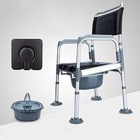 NESSTIC Toilet Chair Commode Seat with Padded Cushion Widen Adjustable Height Portable Bedside Commodes 3 in 1 Foldable Shower Bath Chair with Backrest for Elder Disabled Pregnant Women