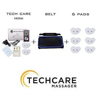 TechCare Mini Tens Massager Unit Electric Massager Set with 6 Extra Pads + Fat Burner Belt Pain Relief Neck Back Pain, Arthritis, Bursitis, Tendonitis, Sciatica Treatment