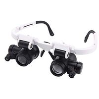 Boutiques/Headband Repair Magnifying Glass,2 LED Light Medical Binocular Eye Loupe Lens Repair Detection Elderly Read Magnifier White 8X15X23 Times