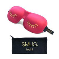 SMUG Eyelash Friendly Contoured 3D Blackout Beauty Sleep Mask/Eye Mask Set with Storage Bag, Pink Wink Print