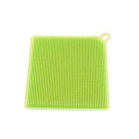 Digood 1Pcs Antibacterial Silicone Non Stick Dishwashing Brush Sponge Scrubber Towel For Kitchen Wash Pot Pan Dish Bowl Fruit and Vegetable Cleaning Tool (Green)