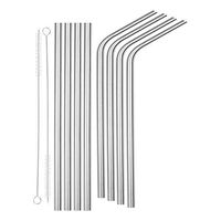 SipWell 8.5” 9.5mm Bent/Straight Wide Stainless Steel Drinking Straws, 8-Pack – BPA Free & Dishwasher Safe Straws w/Cleaning Brush - Perfect for Smoothies & Cold Beverages