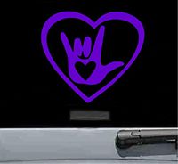 JS Artworks Sign Language I Love You Vinyl Decal Sticker (Purple)