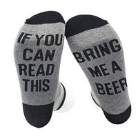 BloomingJS Unisex Contrast Color Funny Saying If You Can Read This Beer Wine Crew Socks Thick Socks Comfort Mid Calf Sock Winter Athletic Socks Vintage Novelty Casual Crew Socks