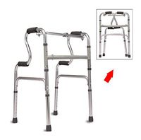 Elderly Walker, Portable Folding Height-Adjustable Aluminum Disabled Walking Frame, Four-Legged Walking Stick,WithoutWheels