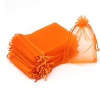 Dealglad 100pcs Drawstring Organza Jewelry Candy Pouch Party Wedding Favor Gift Bags (3.5x4.5, Orange)