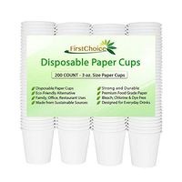 FirstChoice EcoNaturals Disposable White Paper Cups - 3oz - 200 Count - Plastic Cup Alternative - Portion Sample Cups