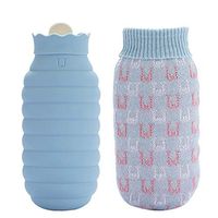 YUN Silicone Hot Water Bottle Female Student Injection Water Hand Warmer Mini Water with Carry Three Colors Optional (Color : Blue)